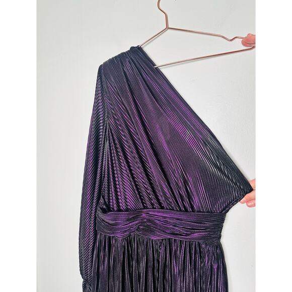 Bronx & Banco Women's Metallic Purple Florence One Shoulder Gown Dress Size XL - Picture 8 of 12